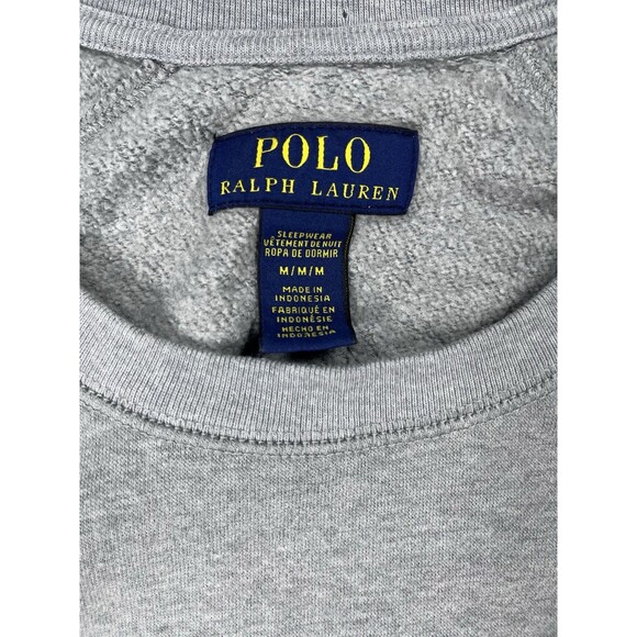 Polo Ralph Lauren Sweatshirt Mens Medium M Gray Fleece Pullover RL 67 Sleepwear - Picture 5 of 12